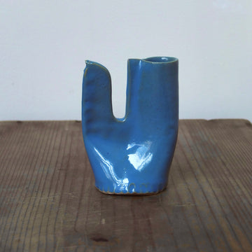 鶏の一輪挿し・水色｜teto ceramics 石井啓一
