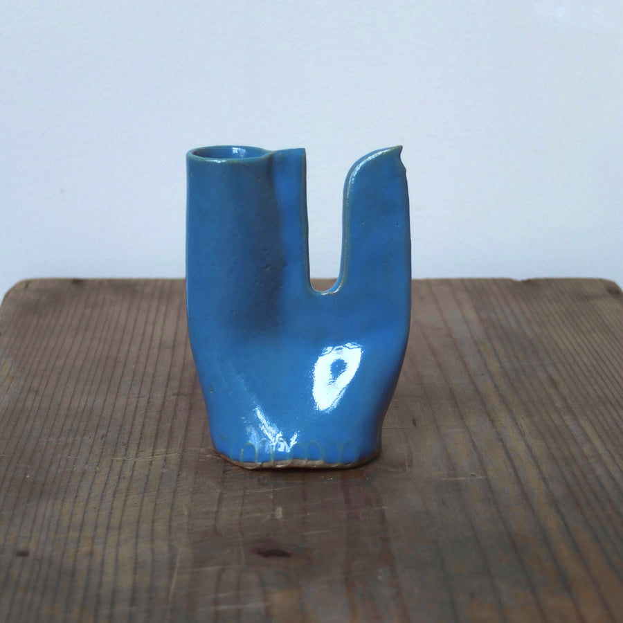 鶏の一輪挿し・水色｜teto ceramics 石井啓一